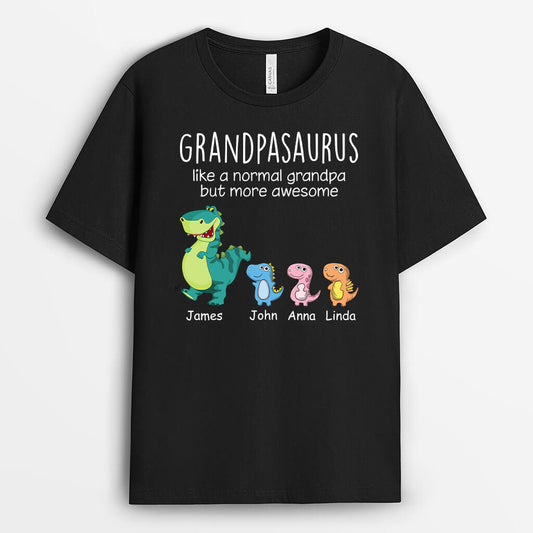 0009AUS1 personalized daddy grandadsaurus like normal but more awesome t shirt