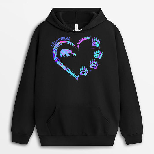 0133HUS1 Personalized Hoodie Gifts Bear Grandma Mom Heart