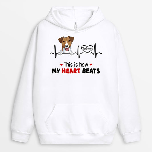 0173HUS1 Customized Hoodie presents Dog Lovers Heart Beats