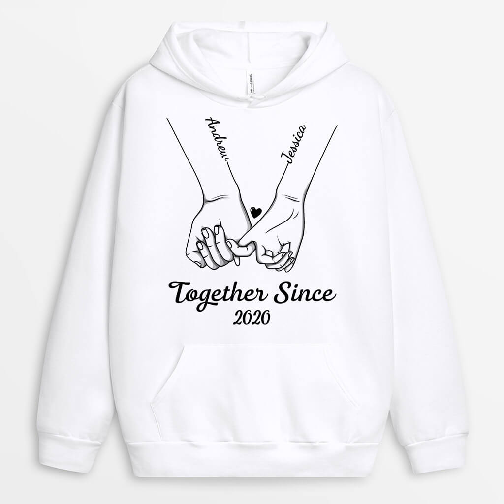 0415HUS1 Customized Hoodie Gifts Hand Couples Lovers Heart