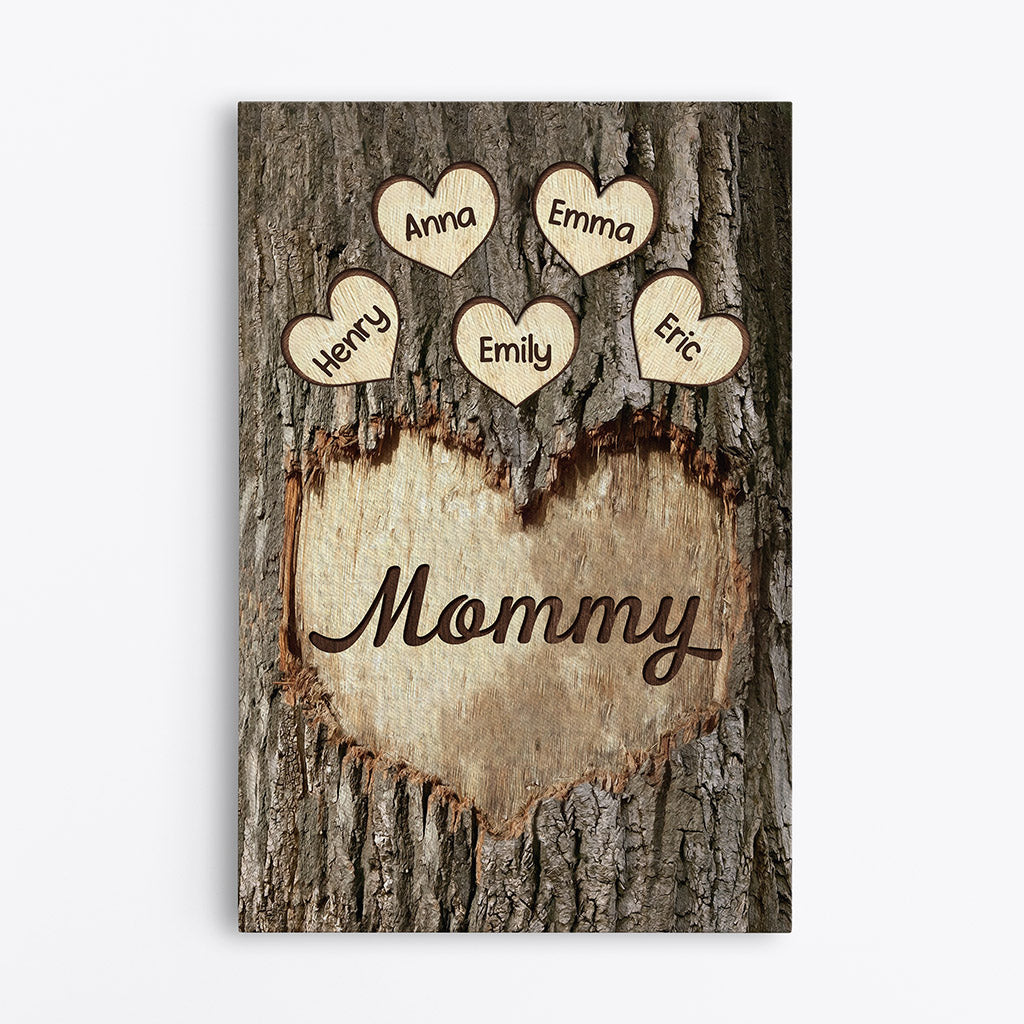 Personalized Mommy/Grandma Sweet Little Hearts On Trunk Canvas - Personal  House