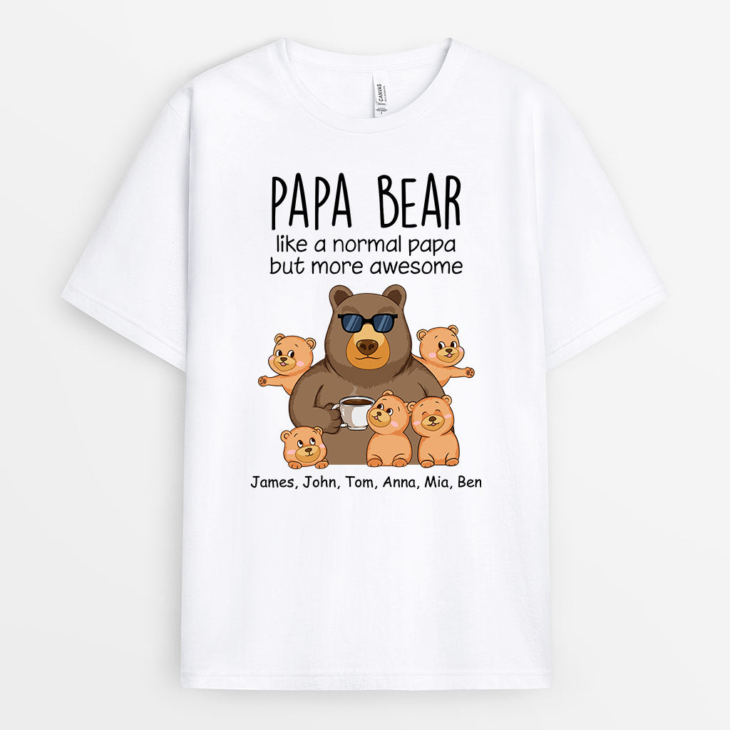 Personalized Papa/Grandpa Cool And Awesome Bear T-shirt - Personal
