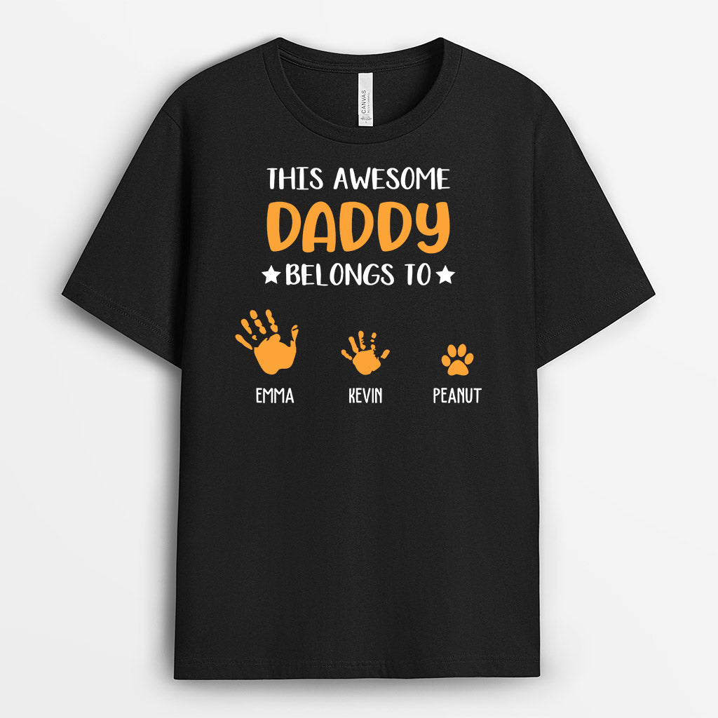 1043AUS1 Personalized T Shirts Gifts Handprints Grandpa Dad