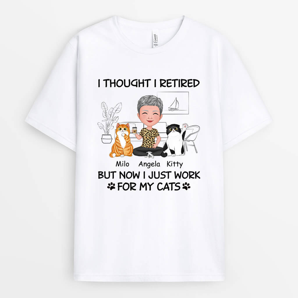 1046AUS2 Personalized T shirts Gifts Retirement Cat Cat Lovers