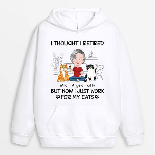 1046HUS1 Personalized Hoodie Gifts Retirement Cat Cat Lovers