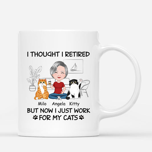1046MUS1 Personalized Mugs Gifts Retirement Cat Cat Lovers