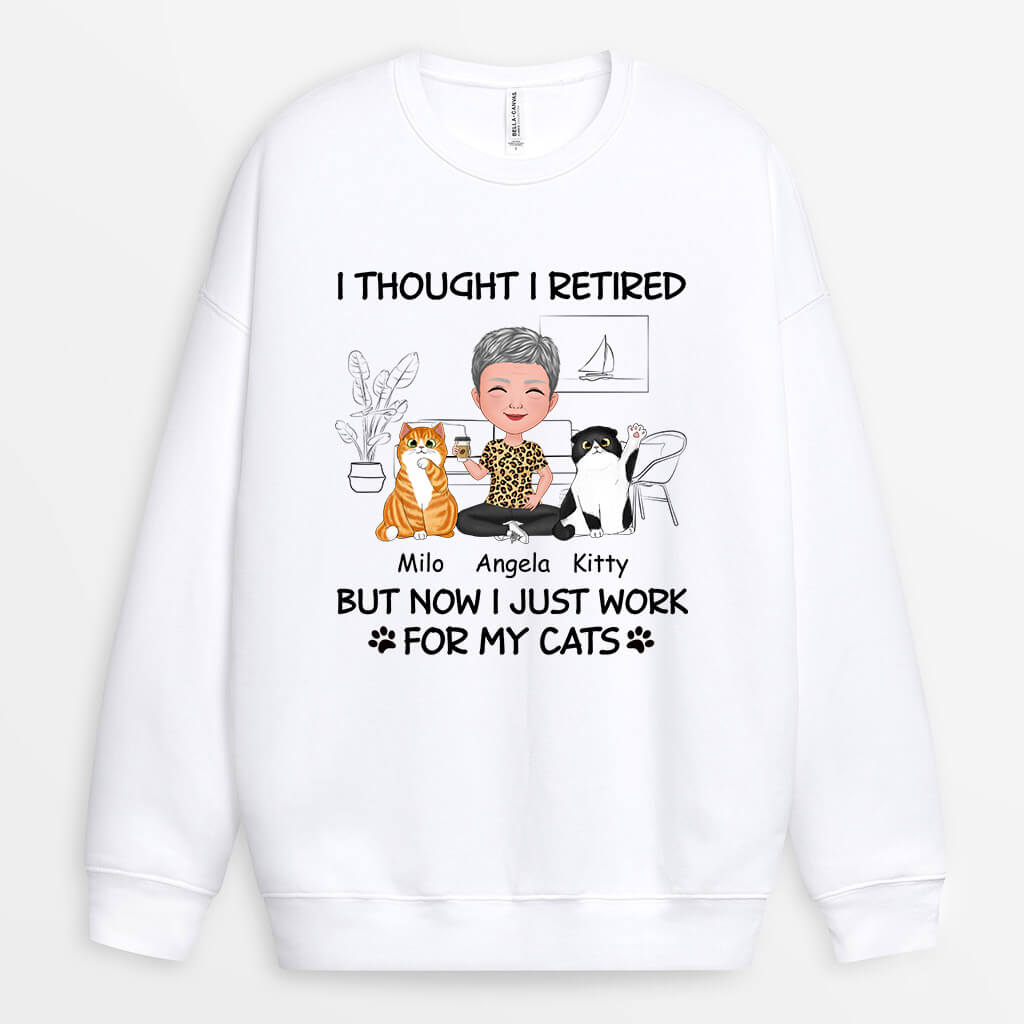 1046WUS2 Personalized Sweatshirt Gifts Retirement Cat Cat Lovers