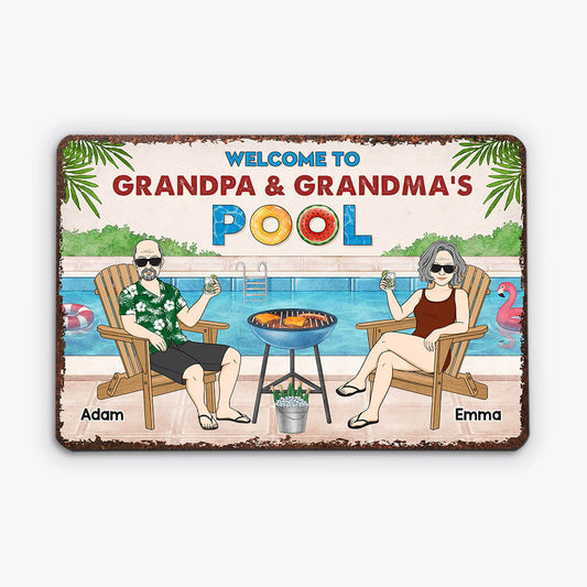 1079EUS1 Personalized Metal Signs Gifts Pool Grandad Grandma
