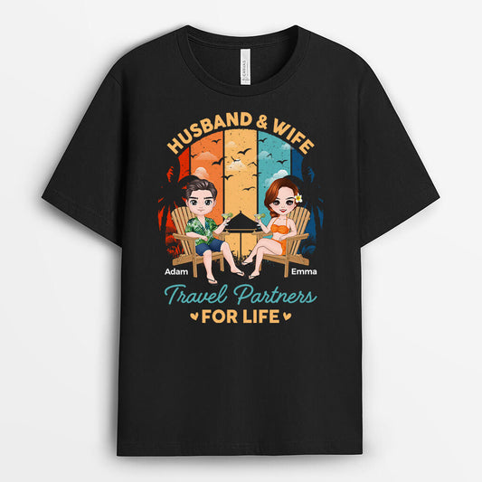 1092AUS1 Personalized T Shirts Gifts Beach Travel Husband Wife Couple