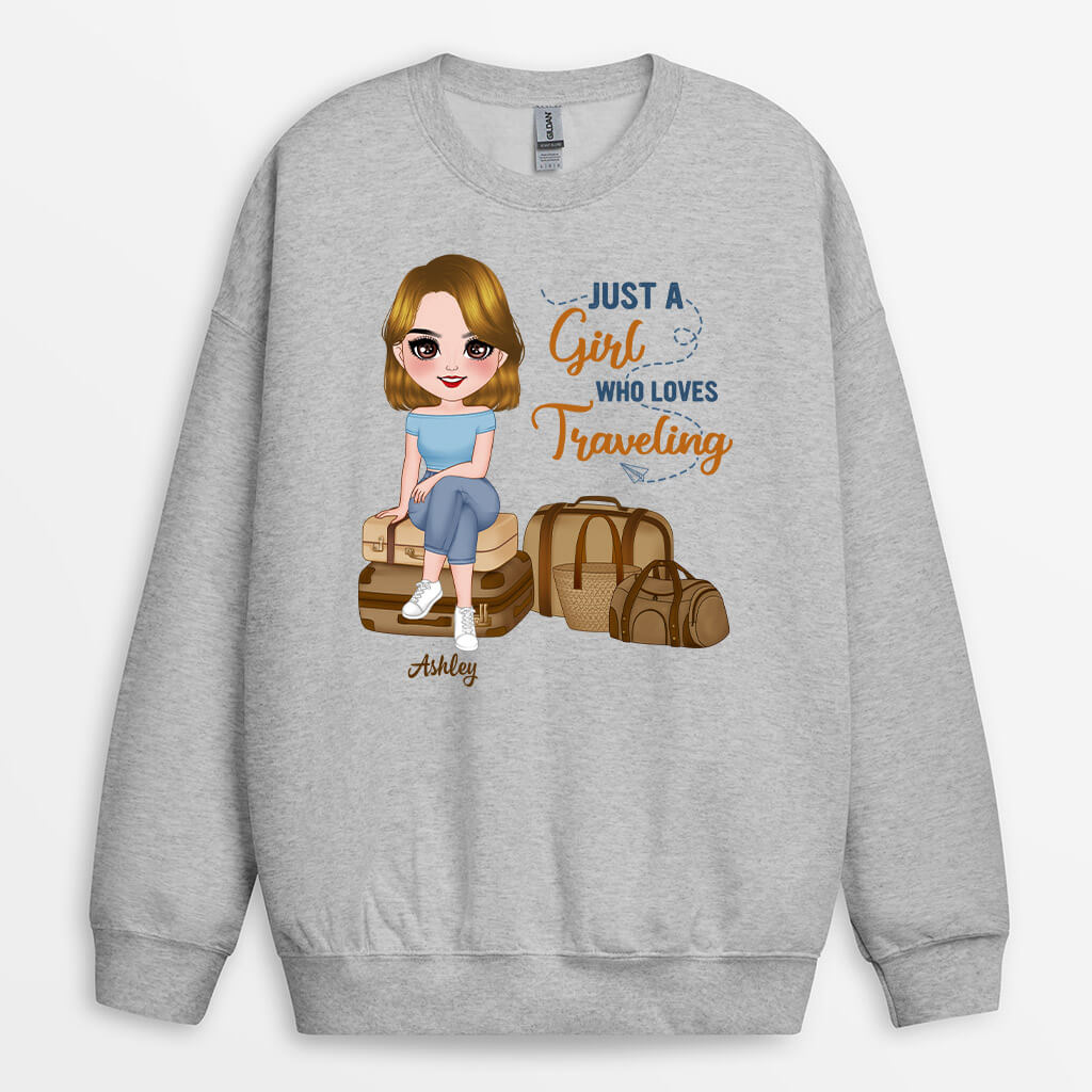 1103WUS1 Personalized Sweatshirt Gifts Travelling Her