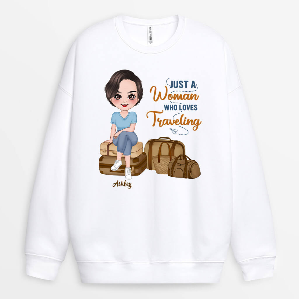 1103WUS2 Personalized Sweatshirt Gifts Travelling Her