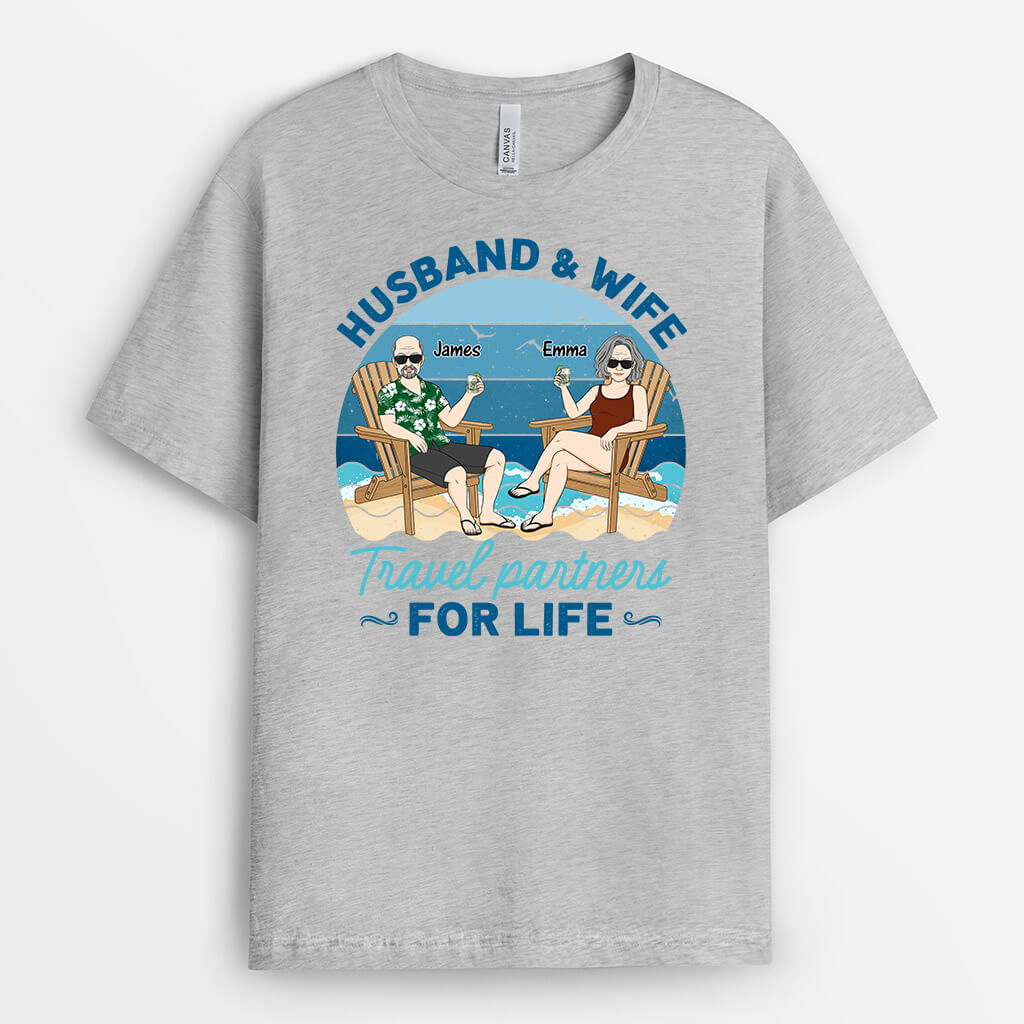 1116AUS2 Personalized T Shirts Gifts Beach Travel Husband Wife Couple