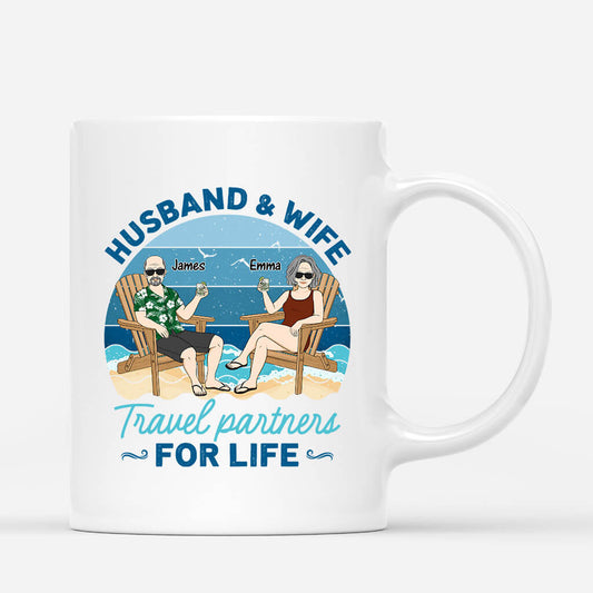 1116MUS1 Personalized Mugs Gifts Beach Travel Husband Wife Couple