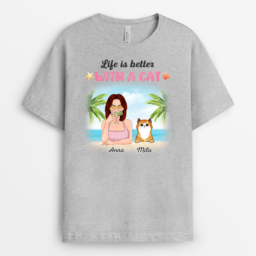 1135AUS2 Personalized T Shirt Gifts SummerLife CatLovers