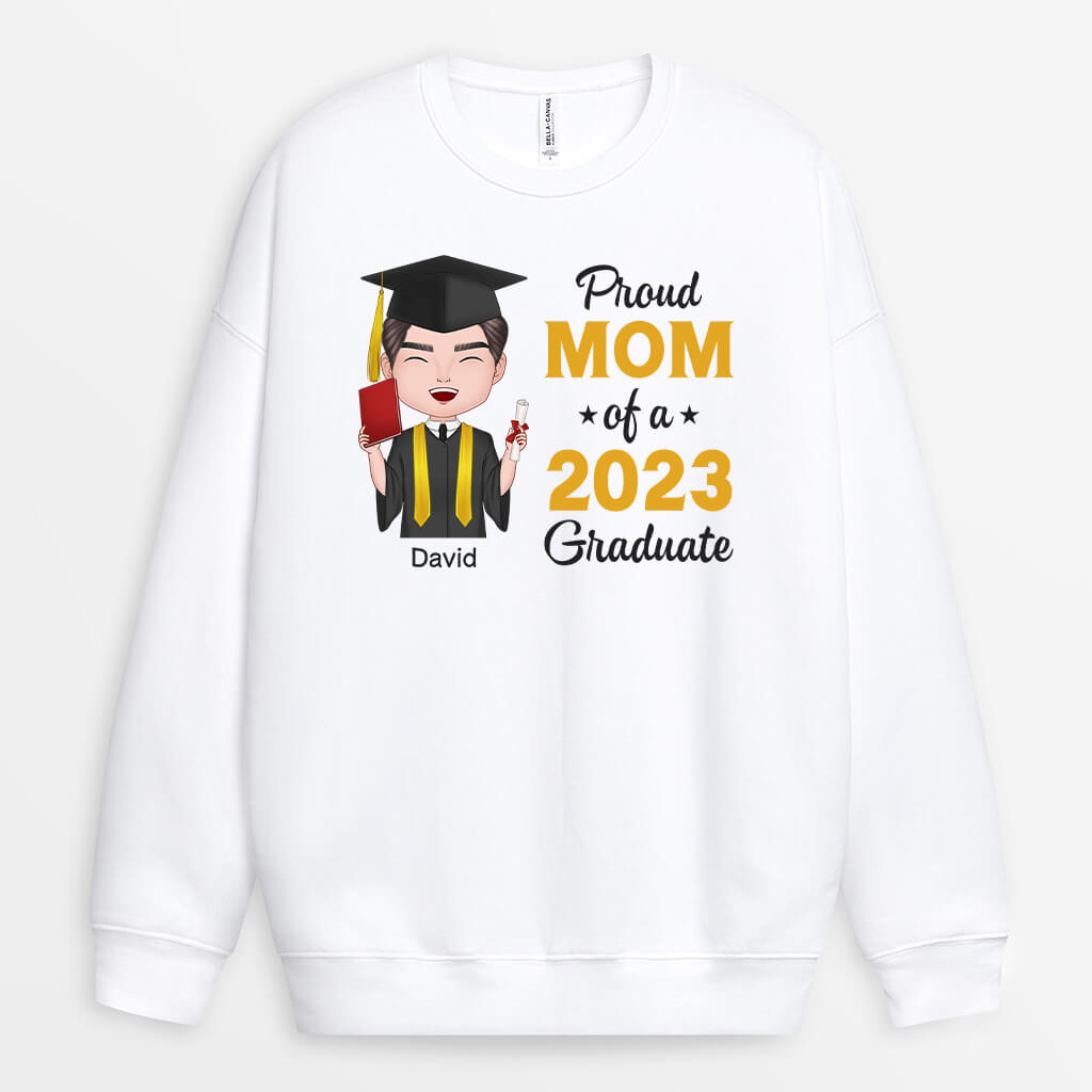 1138WUS2 Personalized Gifts Sweatshirt Proud Dad Mom Graduate