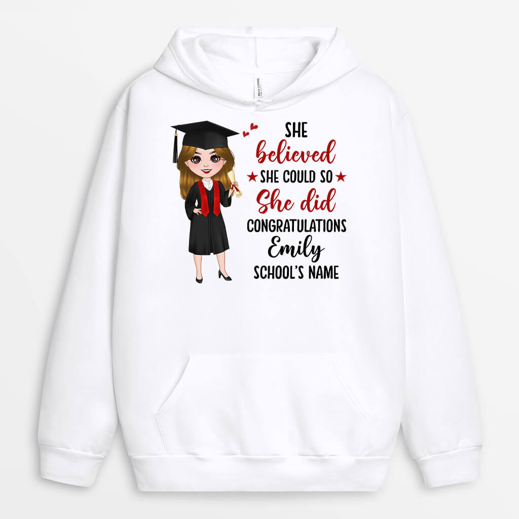 1140HUS2 Personalized Hoodie Gifts Believed Her Graduates