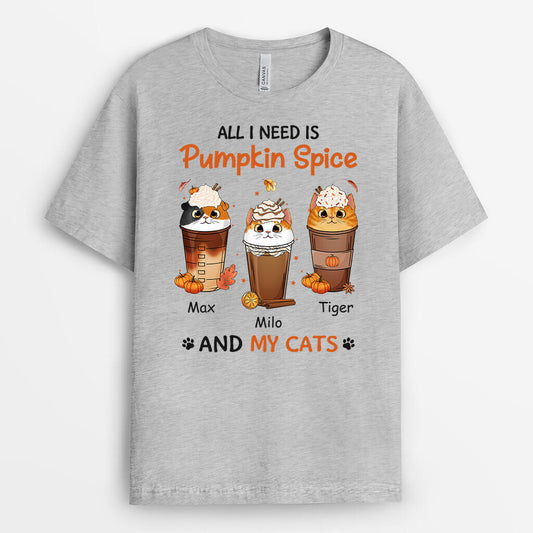1208AUS2 Personalized T Shirt Gifts Pumpkin Cat Lovers