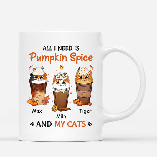 1208MUS1 Personalized Mugs Gifts Pumpkin Cat Lovers