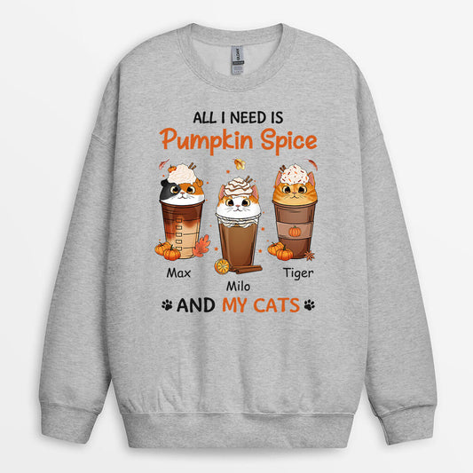 1208WUS2 Personalized Sweatshirt Gifts Pumpkin Cat Lovers