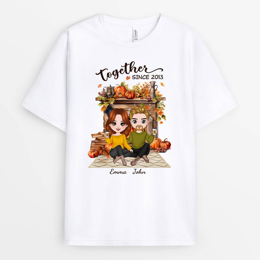 1220AUS1 Personalized T Shirts Gifts Fall Season Couples