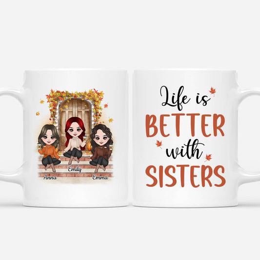 1223MUS1 Personalized Mugs Gifts Better Life Sisters