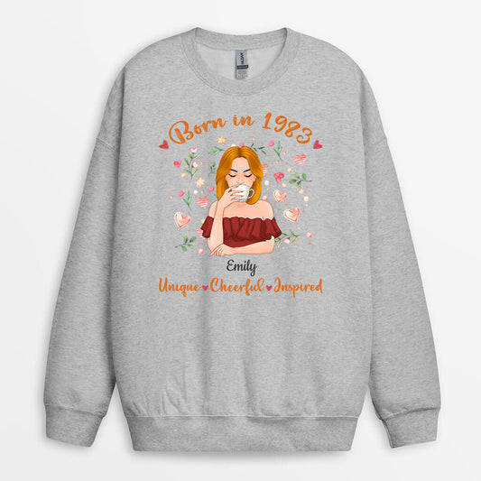 1232WUS2 Personalized Sweatshirts Gifts Born 1983 Him Her