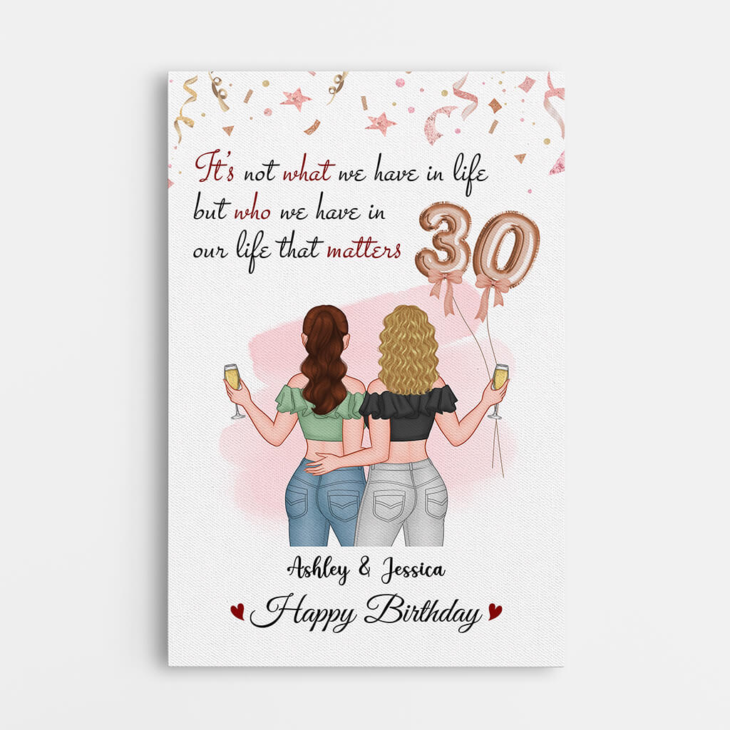 1240CUS1 personalized happy 30th birthday bestie canvas