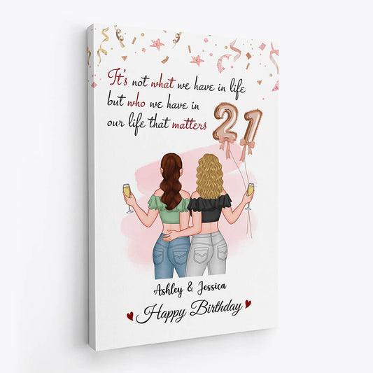 1240CUS2 personalized happy 21st birthday bestie canvas