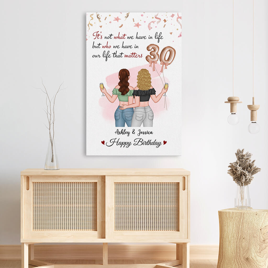 1240CUS3 personalized happy 30th birthday bestie canvas