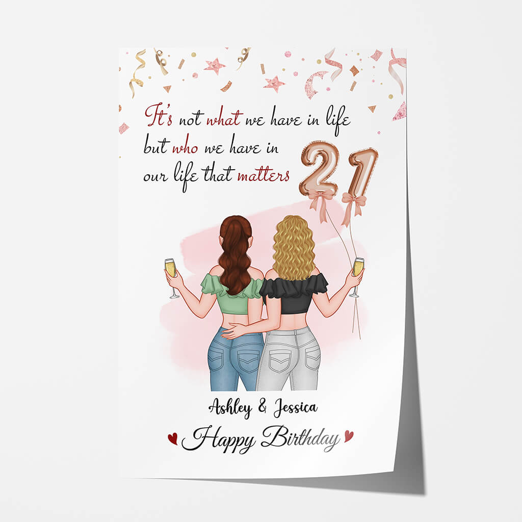 1240SUS1 personalized happy 21st birthday bestie poster