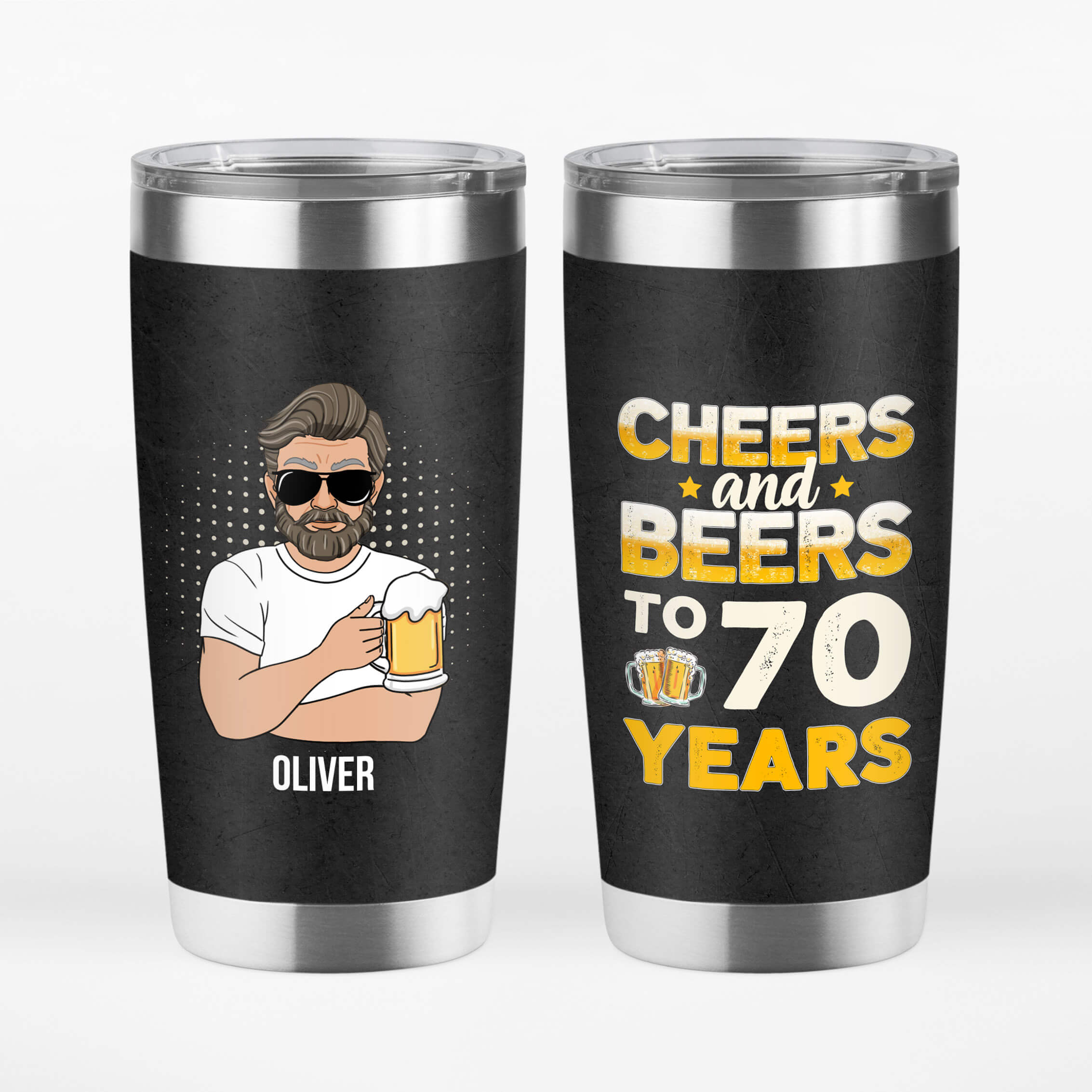 1243TUS1 Personalized Tumblers Gifts Cheers 70 Birthday Him