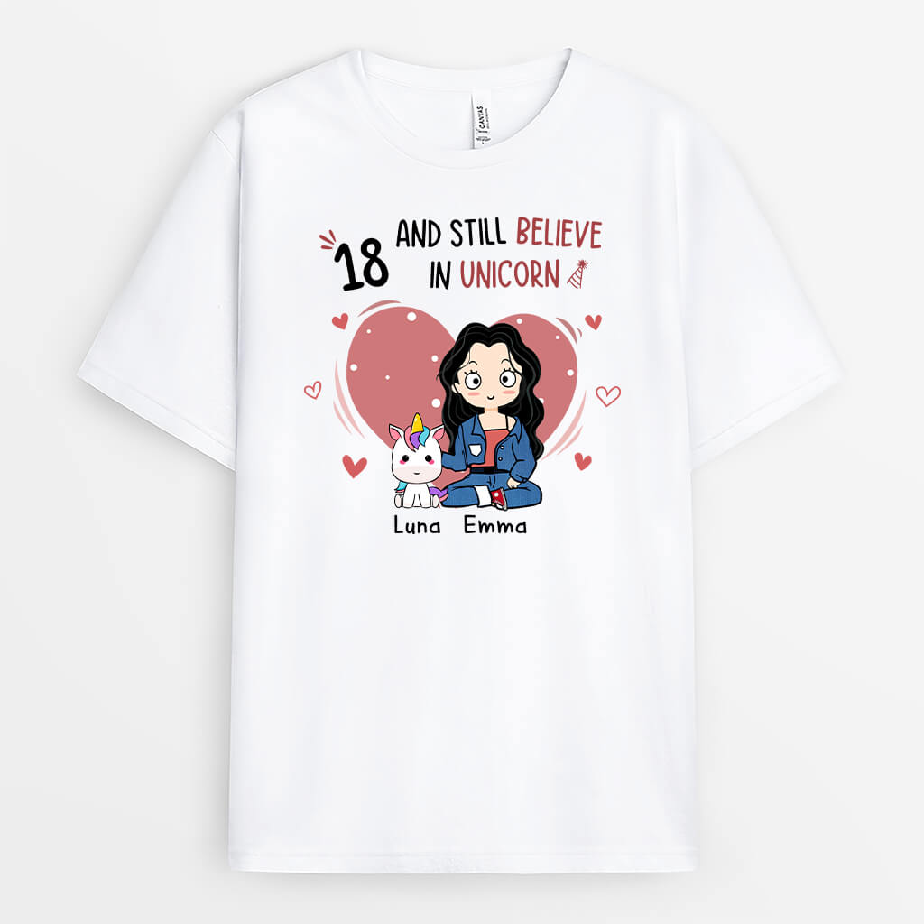 1244AUS1 Personalized T Shirts Gifts 18 Unicorn Birthday Him Her