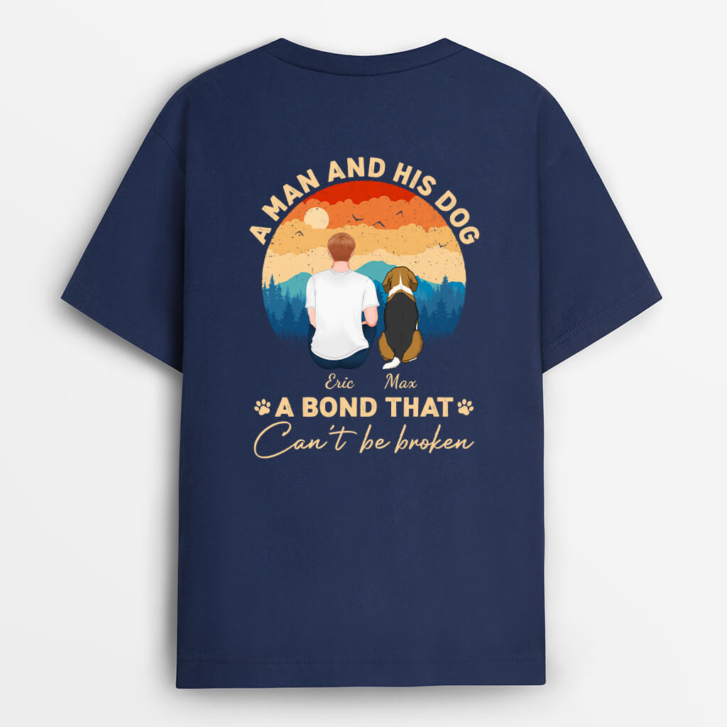 1261AUS1 personalized a man and his dog a bond cant be broken t shirt