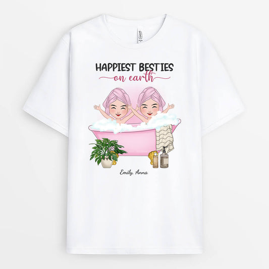 1282AUS1 personalized happiest besties on earth t shirt