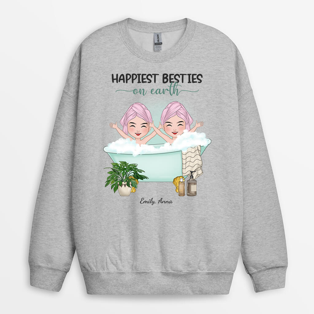 1282WUS2 personalized happiest besties on earth sweatshirt