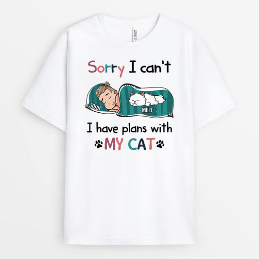 1287AUS1 personalized sorry i have plans with my cat t shirt