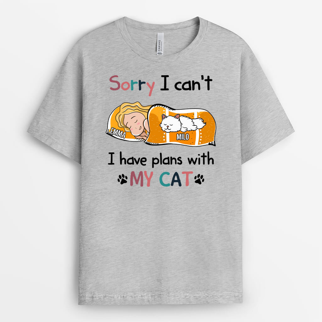 1287AUS2 personalized sorry i have plans with my cat t shirt