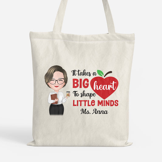 1289BUS1 personalized take a big heart to shape little minds tote bag_0e2e697c 15c9 4487 ba27 2dc7882219e2