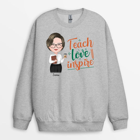 1291WUS2 personalized teach love inspire sweatshirt