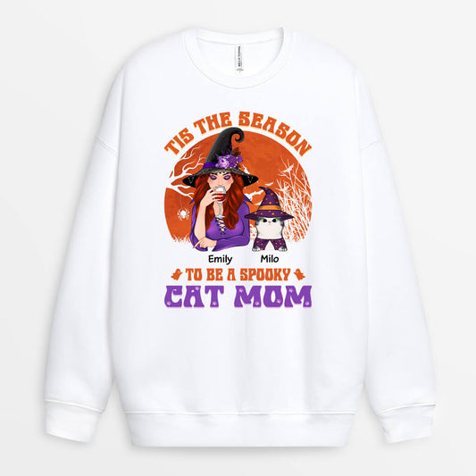 1293WUS1 personalized tis the season spooky cat mom sweatshirt