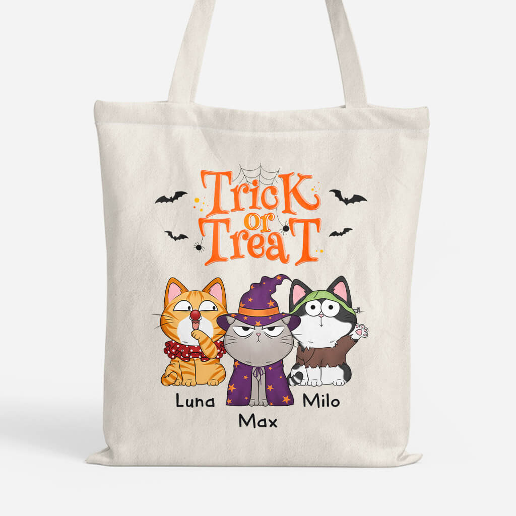 1294BUS1 personalized trick or treat tote bag