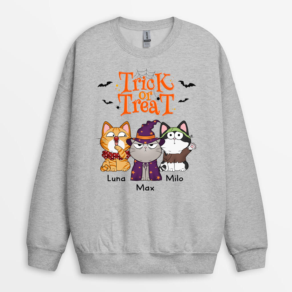 1294WUS2 personalized trick or treat sweatshirt