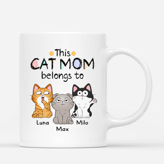 1295MUS1 personalized this cute cat mom dad belongs to mug