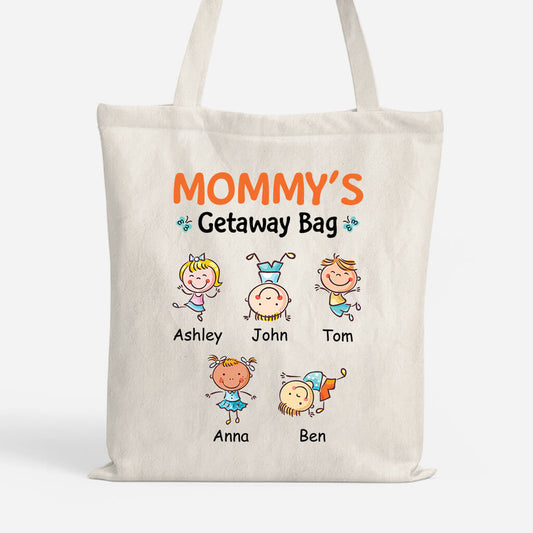 1296BUS1 personalized mommys getaway tote bag