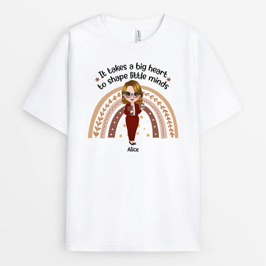 1297AUS1 personalized big heart shapes little minds t shirt