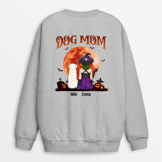 1322WUS1 personalized halloween dog mom red moon sweatshirt