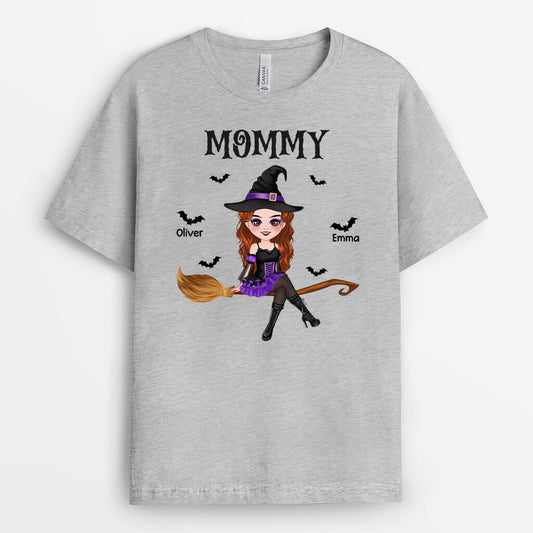 1323AUS2 personalized grandma witch sitting on broom t shirt