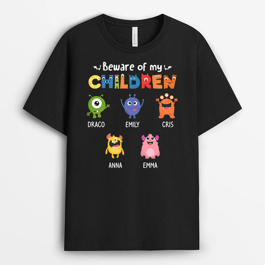 1343AUS1 personalized beware of my grandkid monsters t shirt