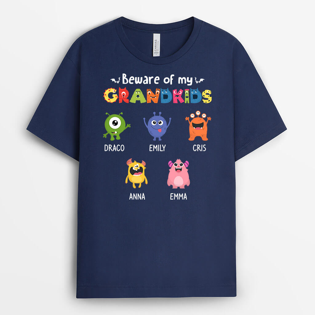 1343AUS2 personalized beware of my grandkid monsters t shirt