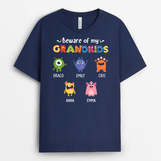 1343AUS2 personalized beware of my grandkid monsters t shirt